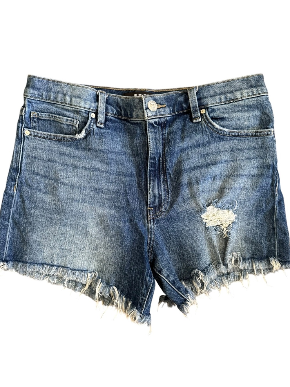 Hudson Devon Women’s Distressed Cutoff Denim Shorts Size 31 Festival Y2K